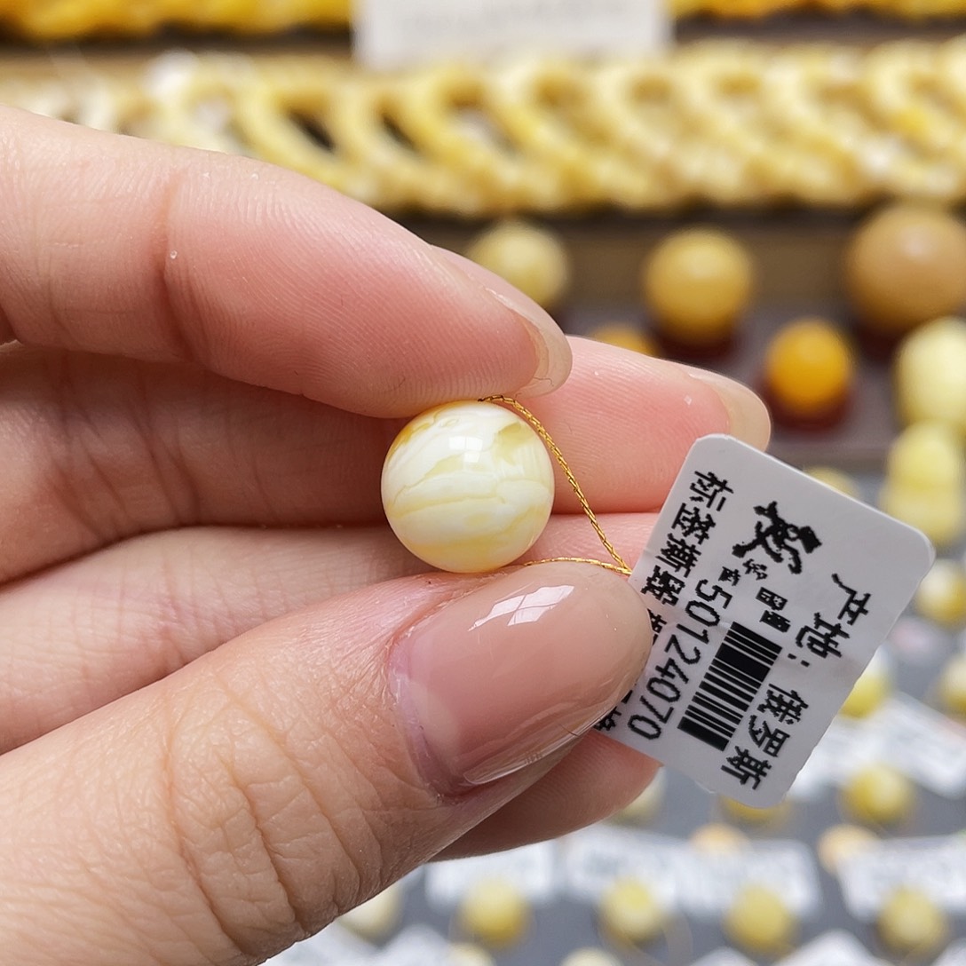 琥珀裸石未镶嵌蜜蜡圆珠11mm皮色