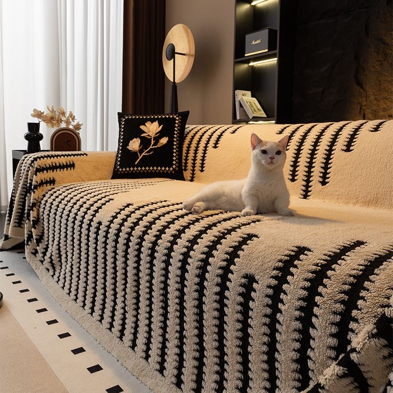 加厚沙发垫云感暖意秋冬款简约轻奢节节高舒棉绒坐垫色织提花