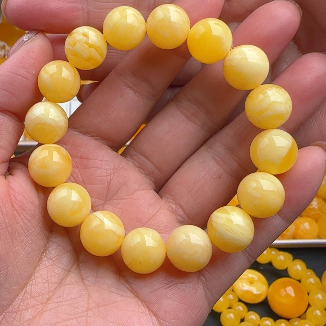 琥珀颈饰未镶嵌焦皮白花手串12