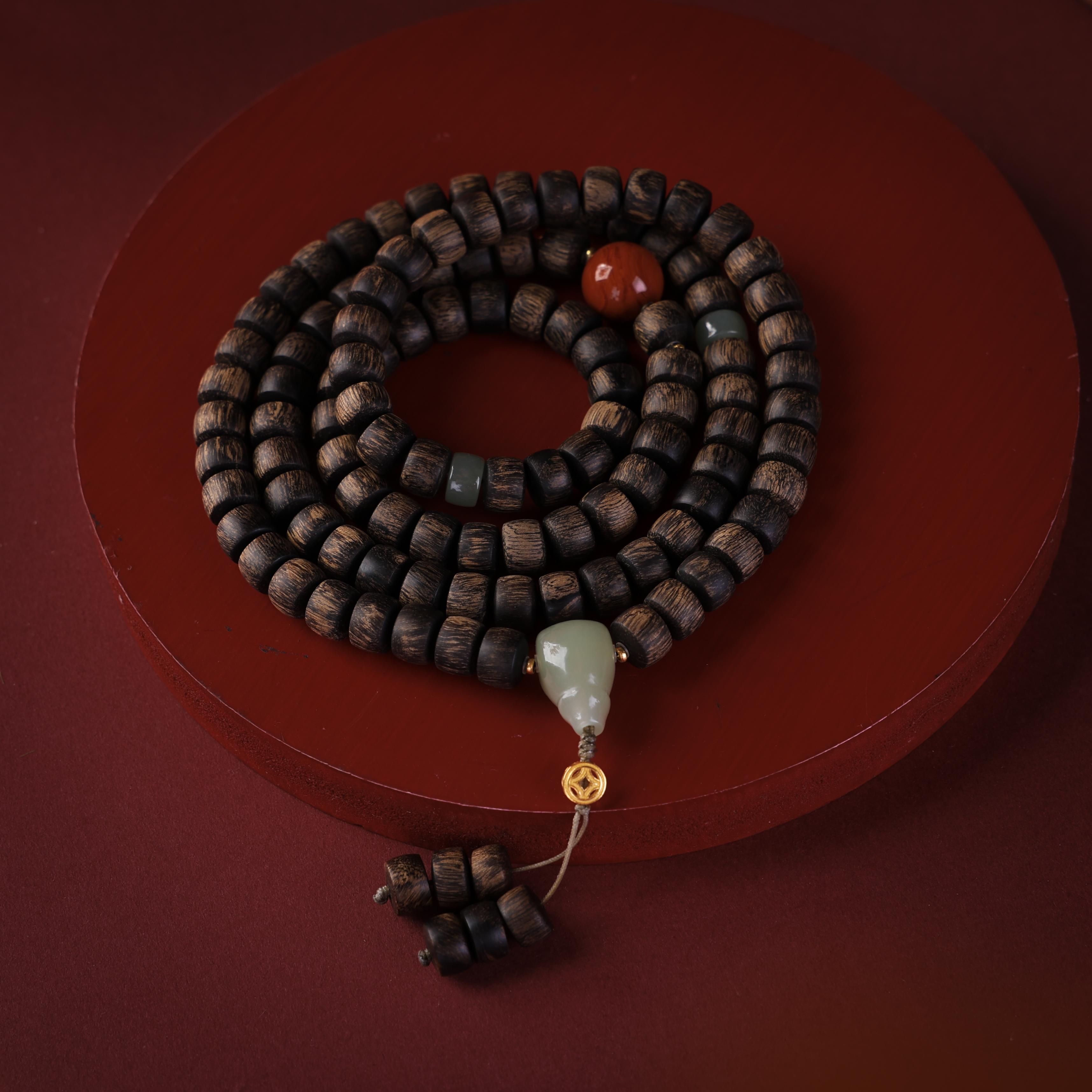 沉香【重华岁贡】沉香手串-沉水赛级留疤老白棋桶珠手串多圈