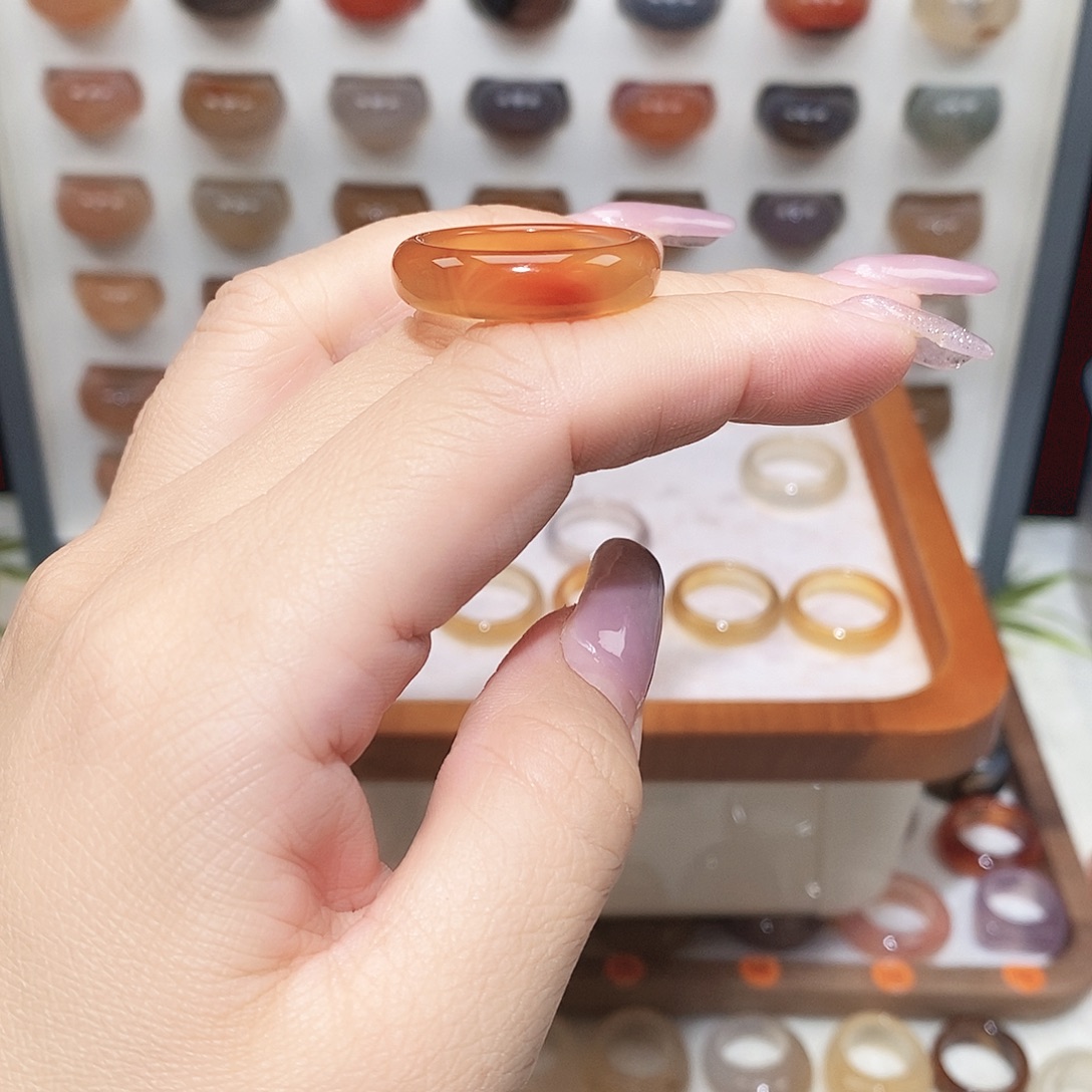 ꩵ***ঞ玛瑙/玉髓未镶嵌戒指港22