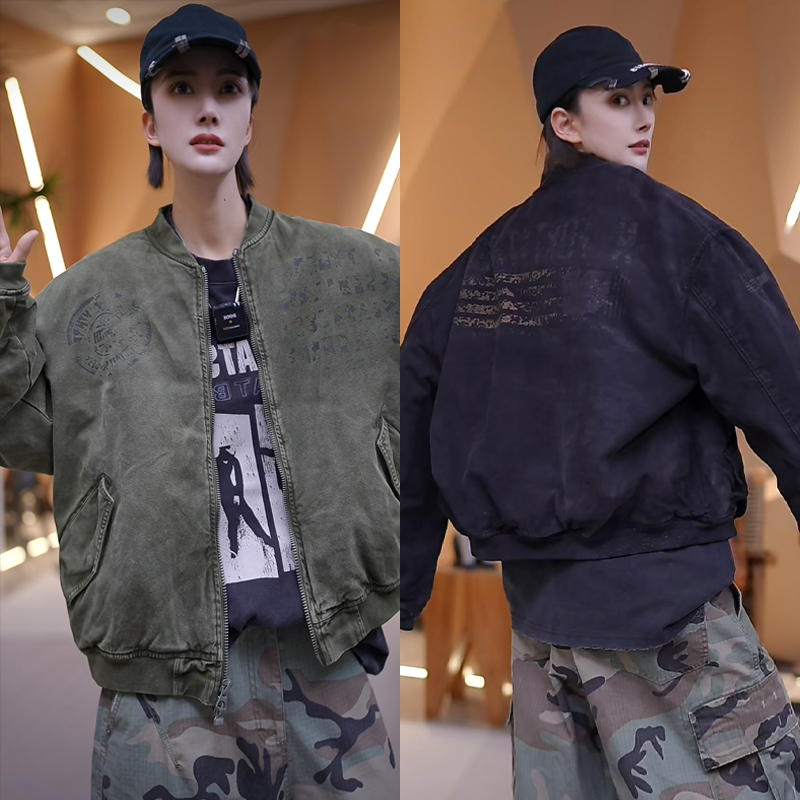 3592 【100棉牛仔】秋冬时尚棒球服短款飞行棉服棉衣 W243-251288