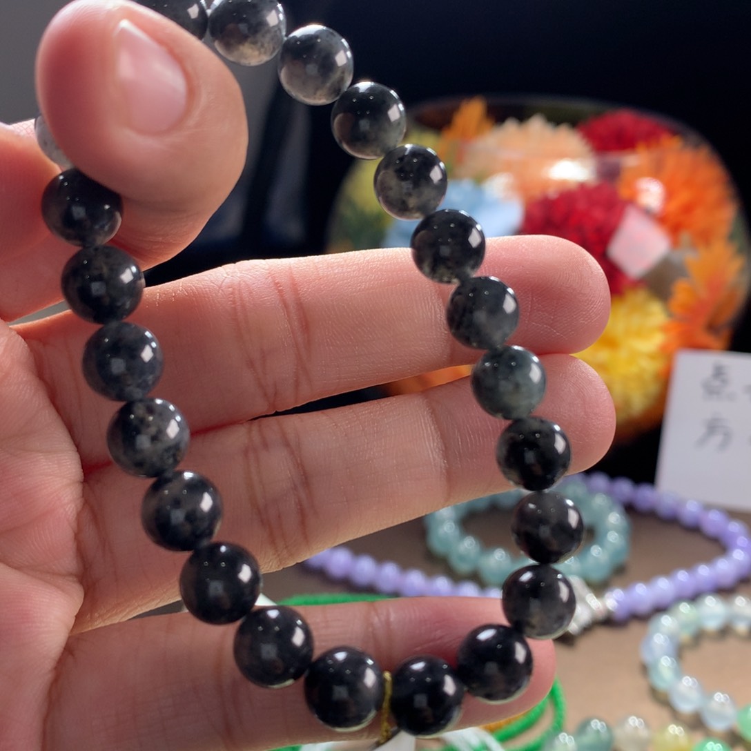 翡翠手链未镶嵌水墨冰乌鸡卡8