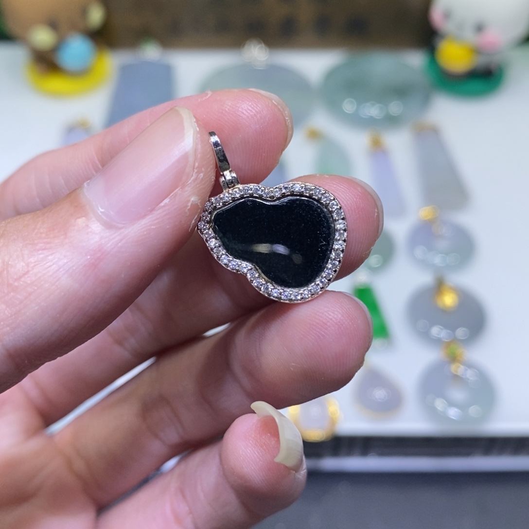 翡翠银S925镶嵌吊坠(不含链)