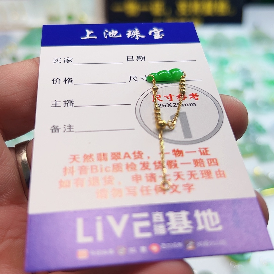 翡翠项链18K金镶嵌翡翠