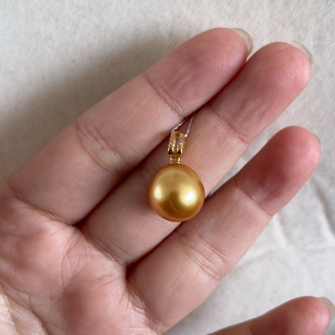 海水珍珠吊坠(不含链)18K金镶嵌11-12mm