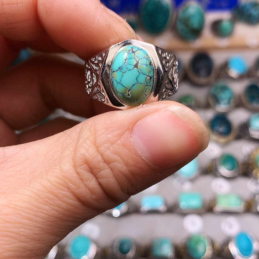 绿松石挂件银S925镶嵌