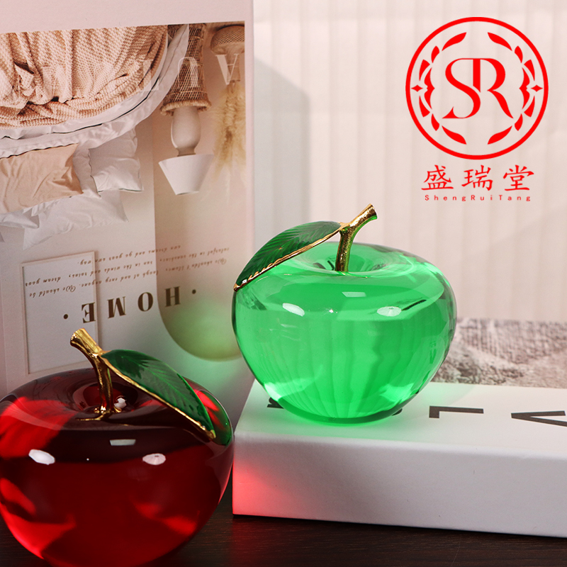 高档水晶苹果创意家居摆件家用乔迁新居礼物装饰品