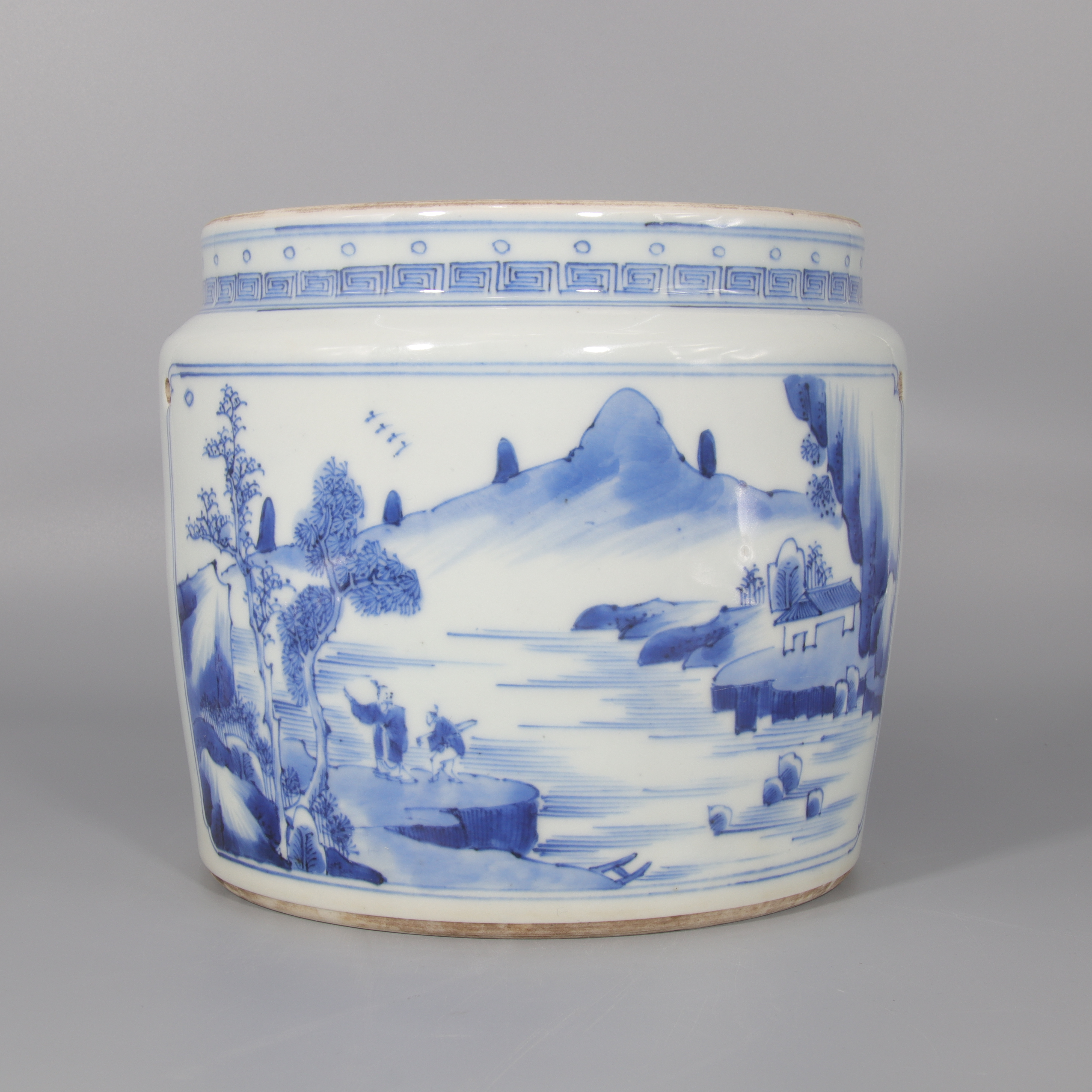 山水人物纹大粥罐   H411-333