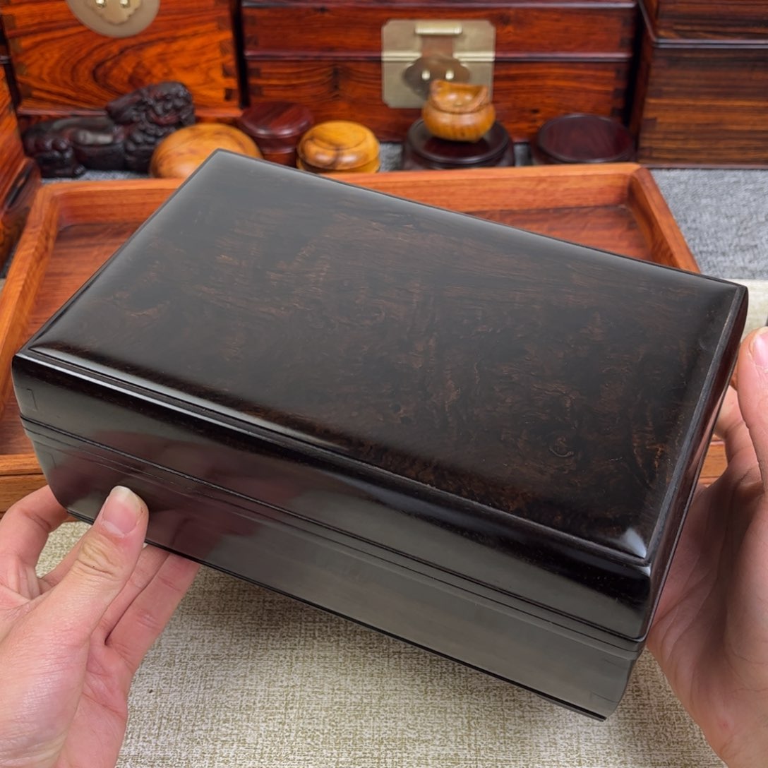 东非黑黄檀（紫光檀）22 14 9 全独板捧盒收纳盒