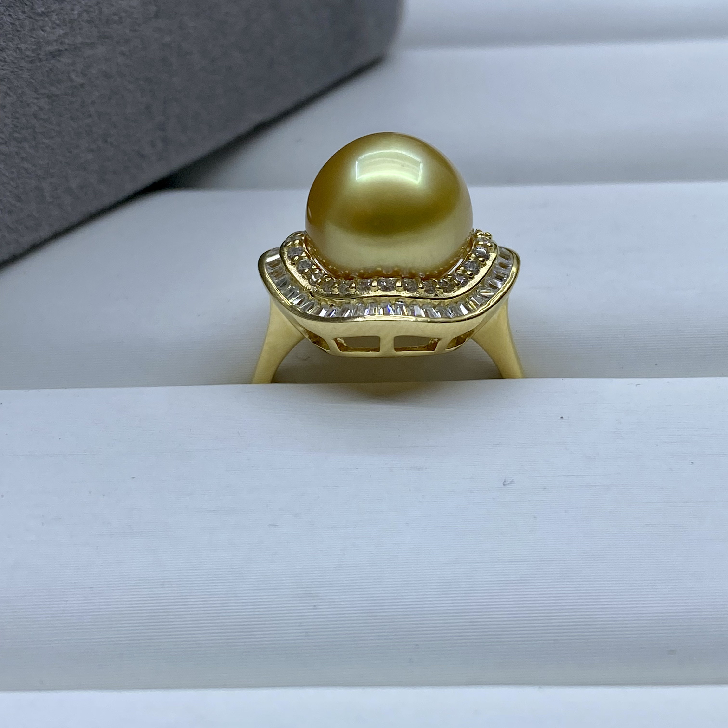 琪心海水南洋金珍珠方糖戒指11-12 @@J0001