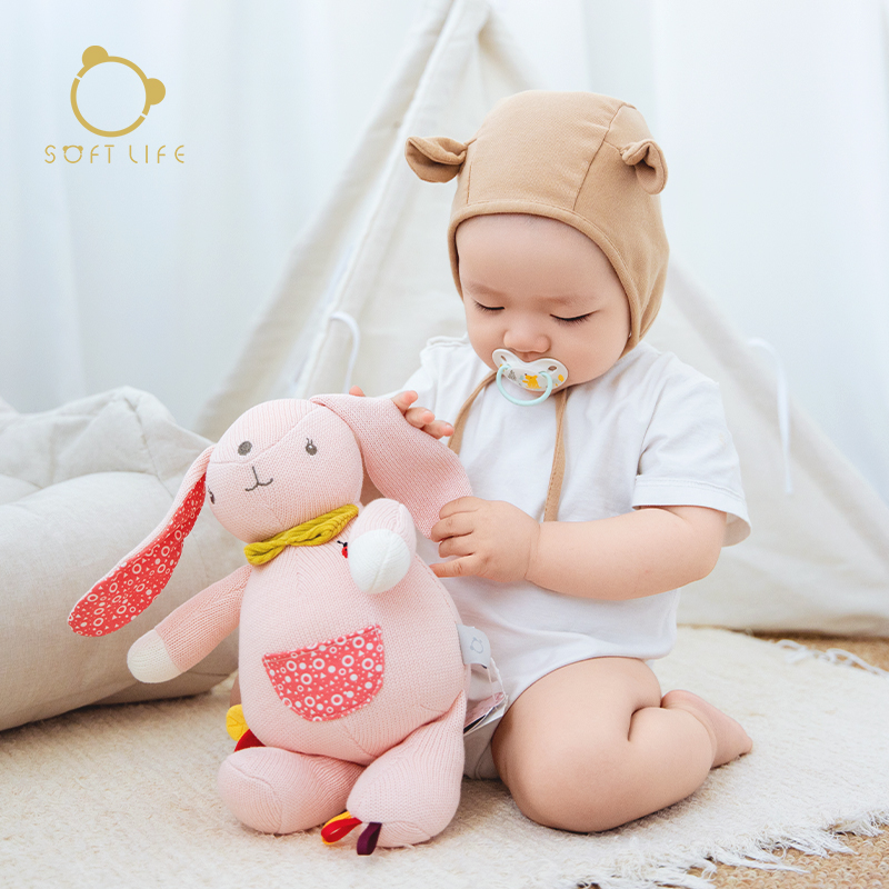 softlife婴儿安抚兔子公仔玩具陪伴睡觉抱宝宝生日礼物送女生
