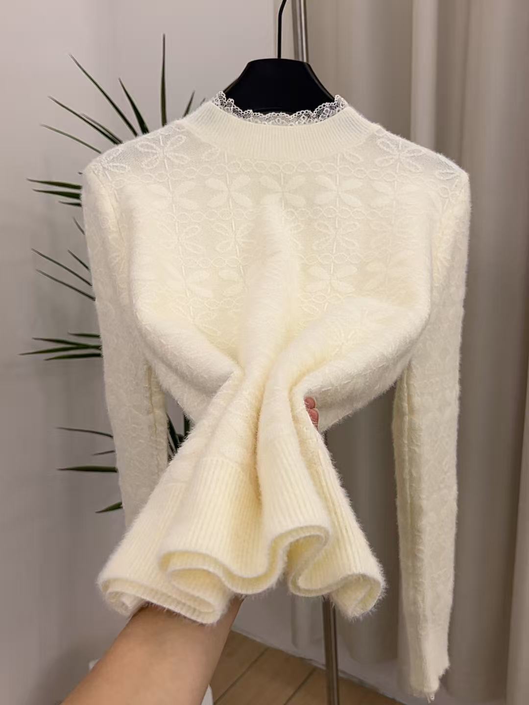 【不起球】貂绒2025新款中领打底衫女时尚洋气高级感百搭针织衫620