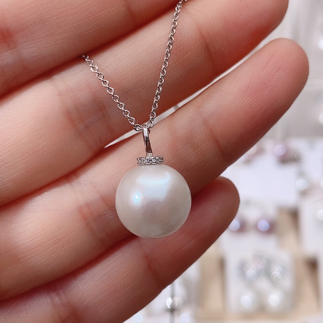 颈饰银S925镶嵌淡水珍珠雪*娘