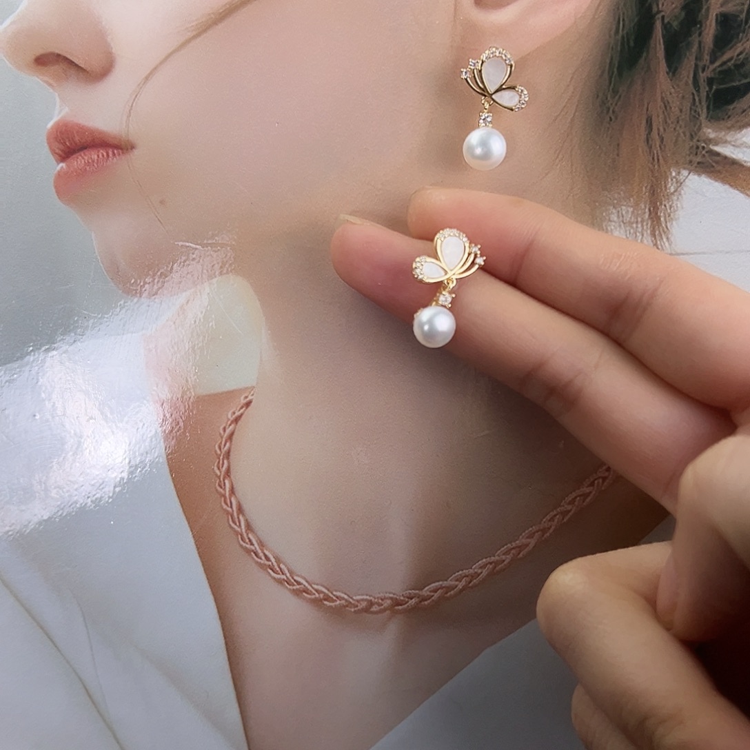 耳饰淡水珍珠银S925镶嵌