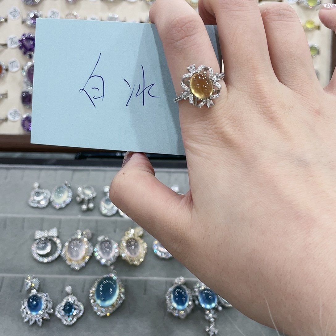 蛇纹石玉戒指吊坠项链银S925镶嵌E*人