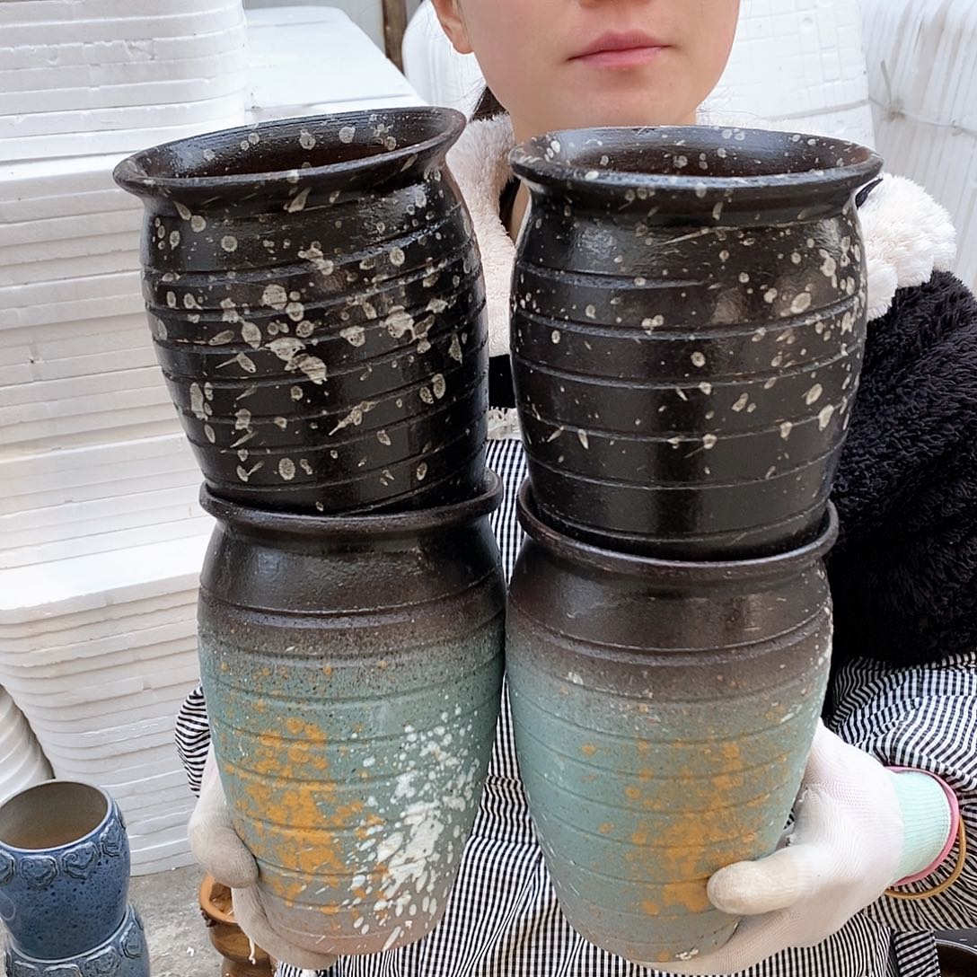 红泥花盆瑕疵口13高18