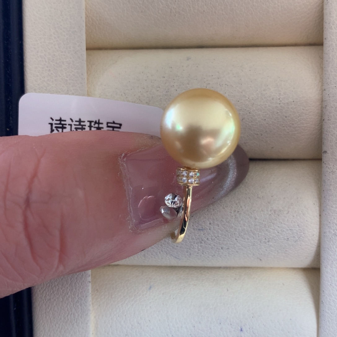 海水珍珠戒指18K金镶嵌