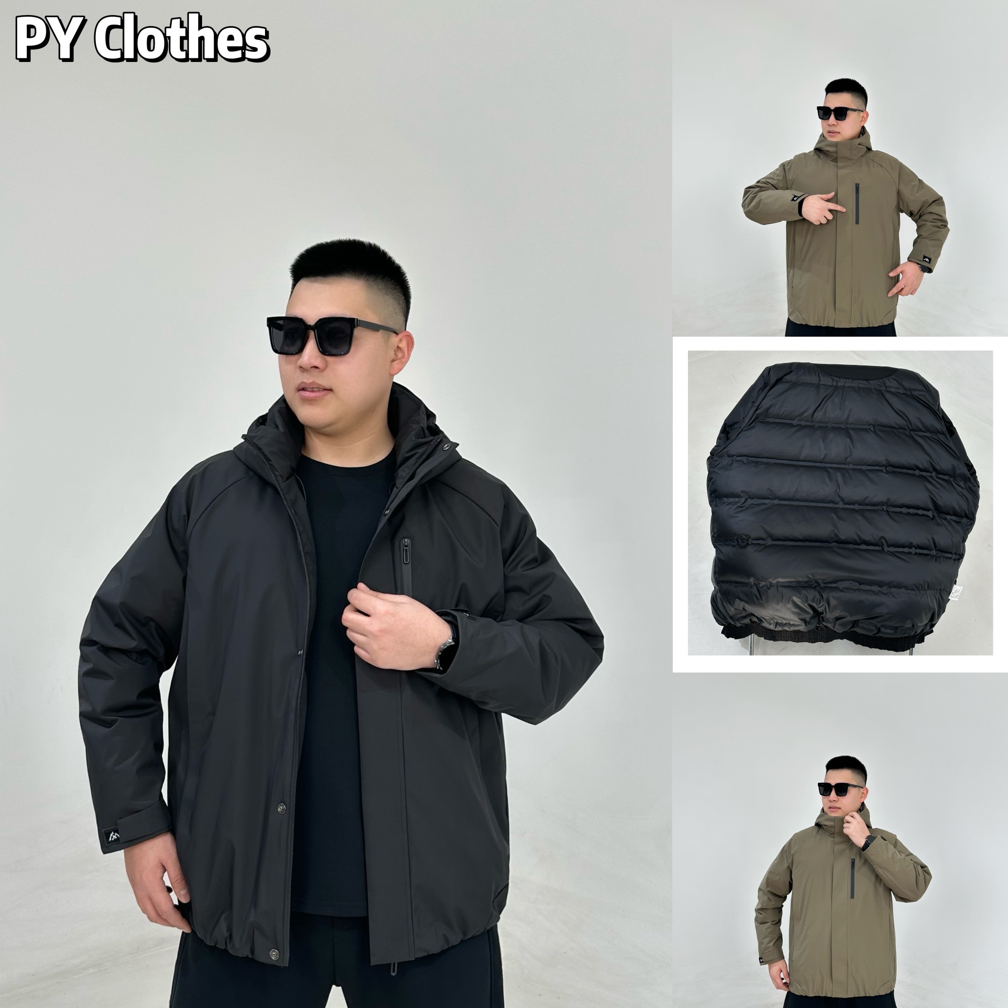 【羽绒服】 胖语大码男装2025冬季户外百搭休闲连帽羽绒服S2585#K