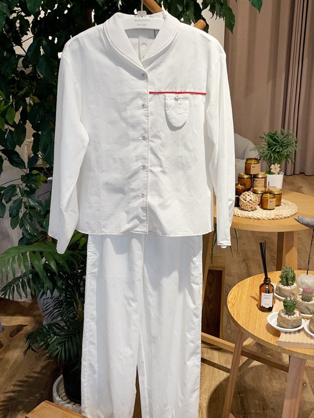 252-176朵朵可可睡衣女秋冬新款纯棉简约小翻领长袖家居服套装