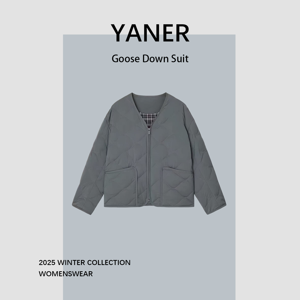 YANER/燕尔2025新款平纹布短款羽绒服短外套