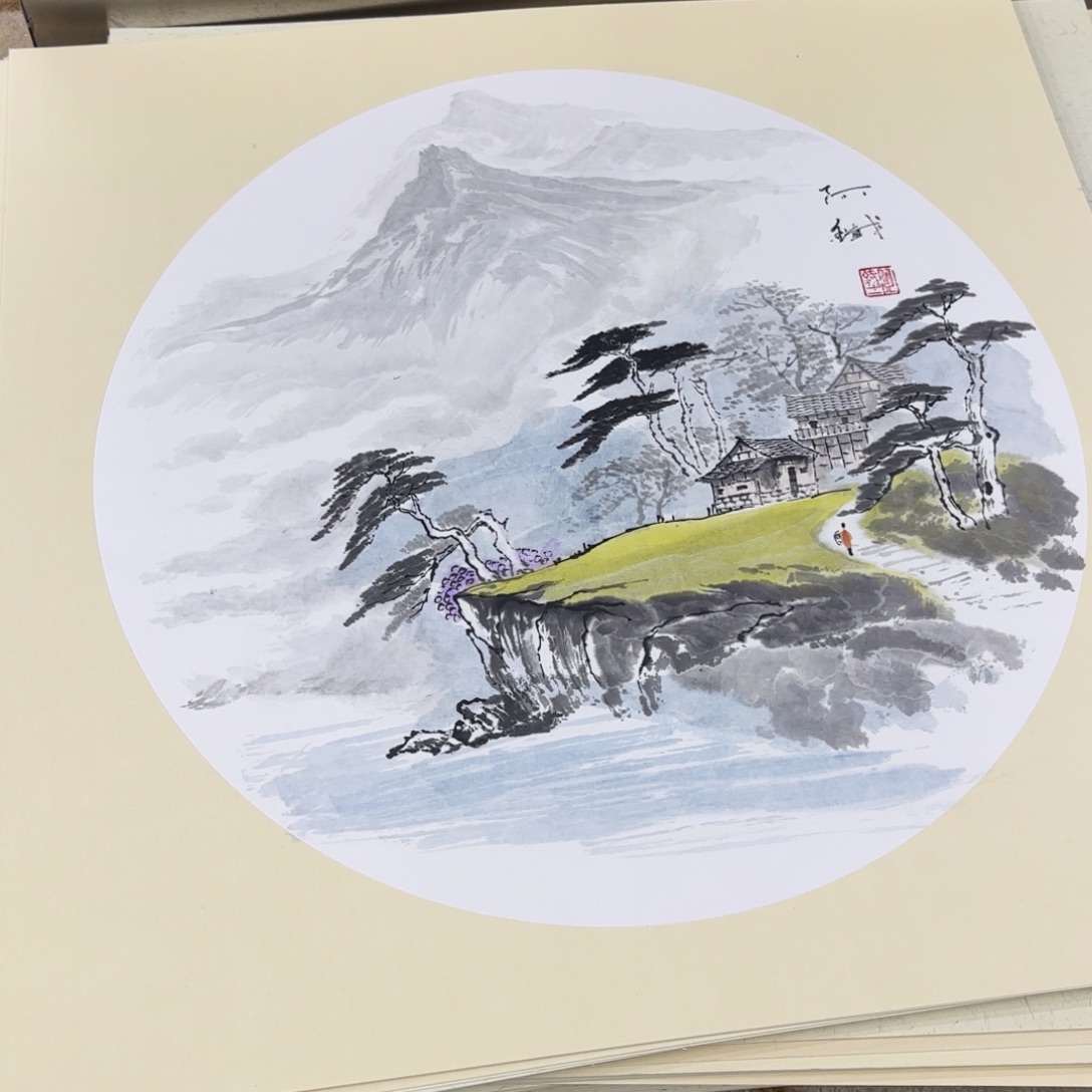 国画赵铁卡纸山水艺