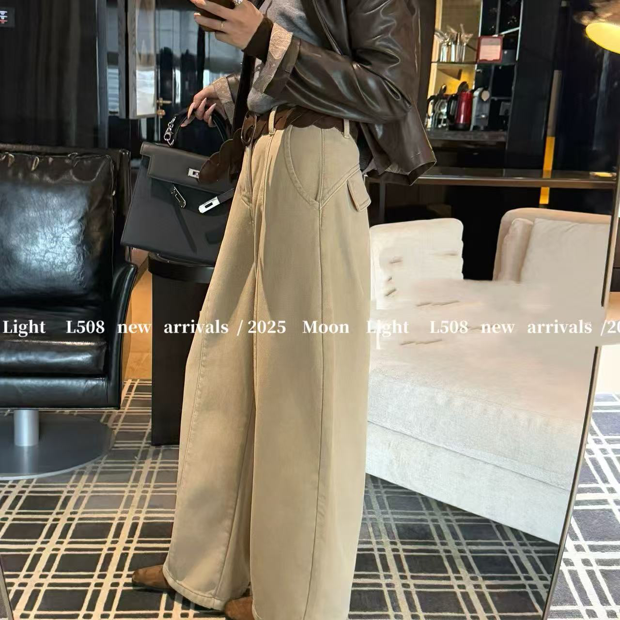 ouni@L508 加密密绒～韩系时尚百搭休闲牛仔裤（裤长102） 12-14