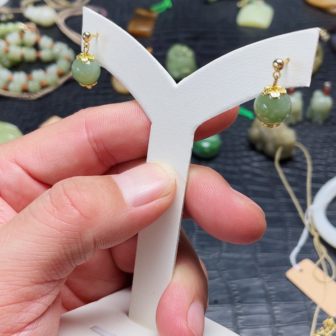 手链14K金镶嵌和田玉（糖玉）耳饰