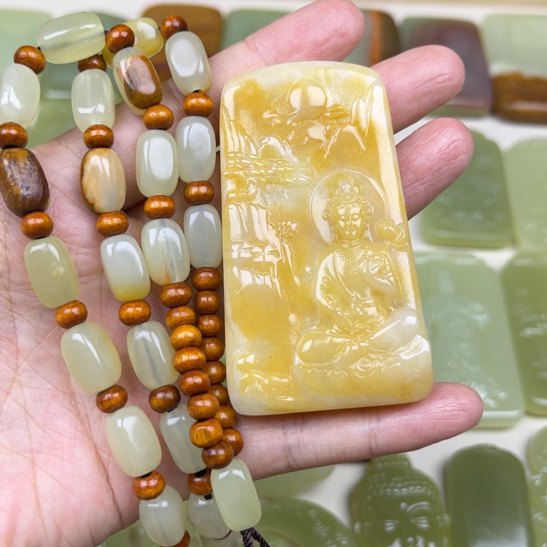 驻***源男女同款花皮观音吊坠