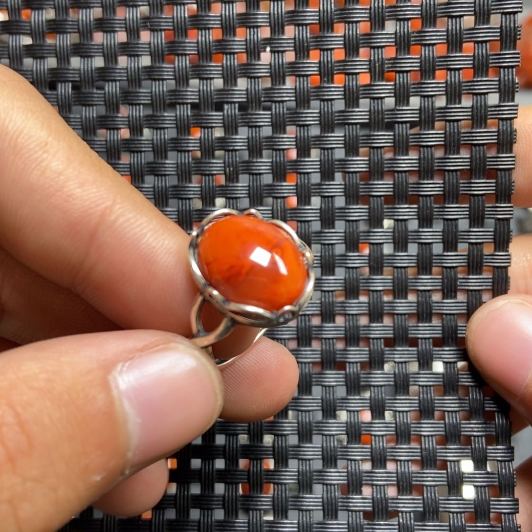 【闪购商品】南红玛瑙戒指银S925镶嵌