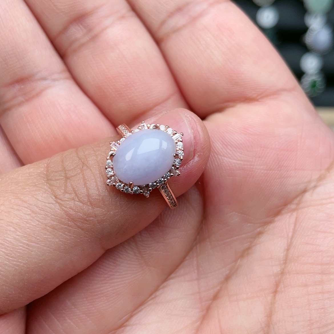 【闪购商品】翡翠戒指银S925镶嵌Oooooooo 