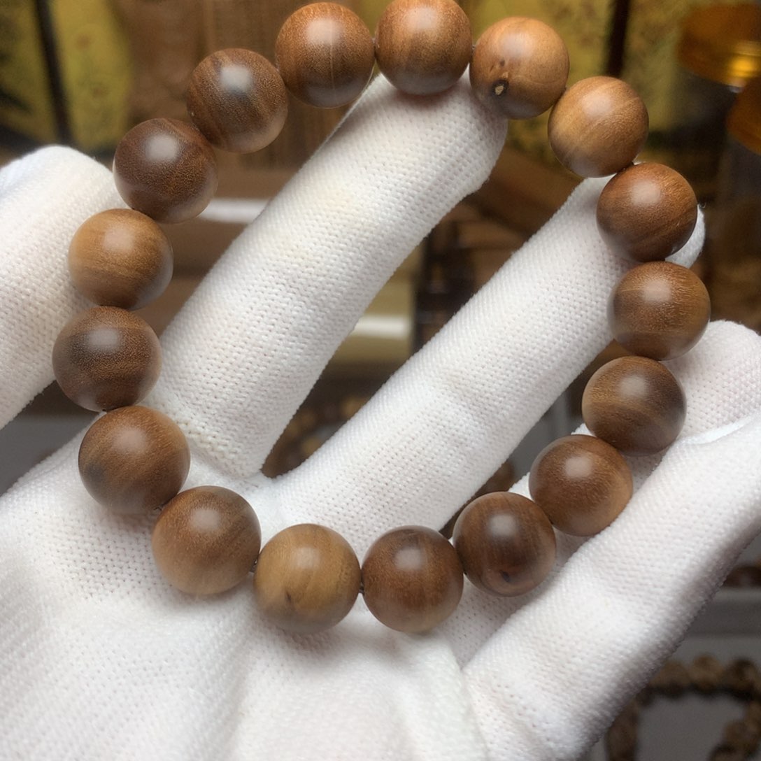 檀香木手串/手链金*兔老山檀香1.2横纹微瑕