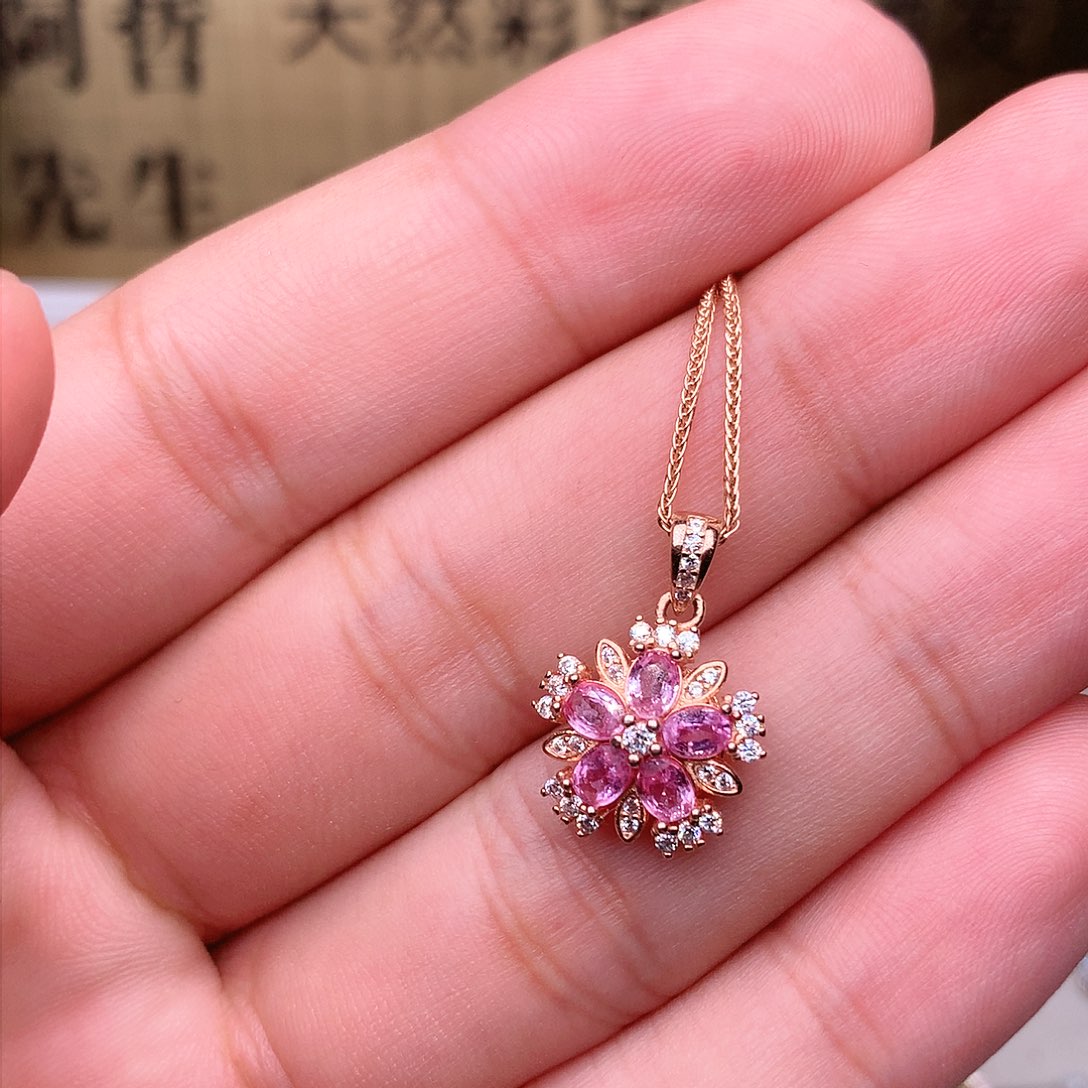 蓝宝石颈饰银S925镶嵌