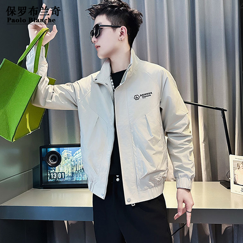 保罗 休闲潮流上衣2025新款立领棒球服大码男装夹克外套