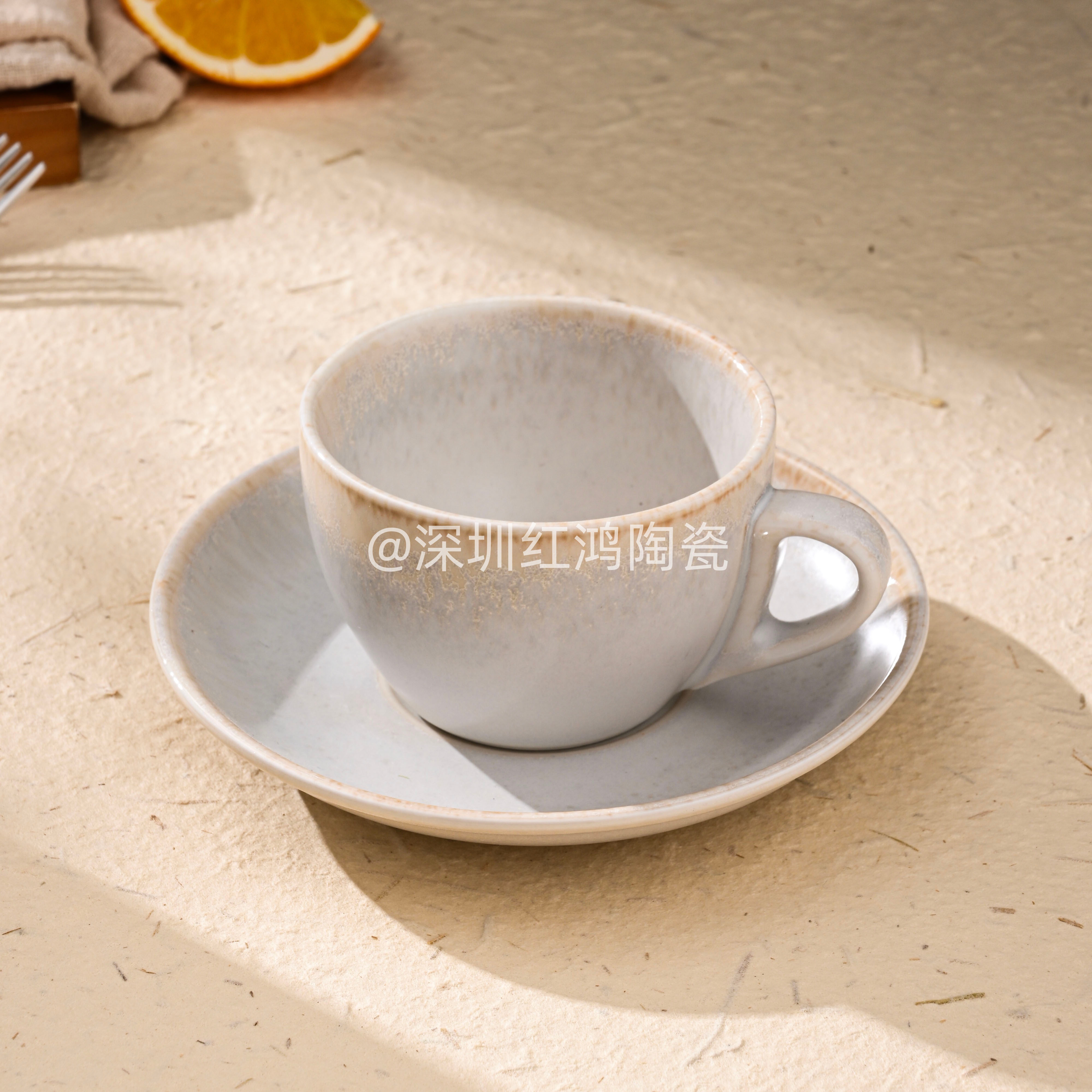 深圳红鸿 高端星级柴烧黄窑变釉 马克杯咖啡杯35