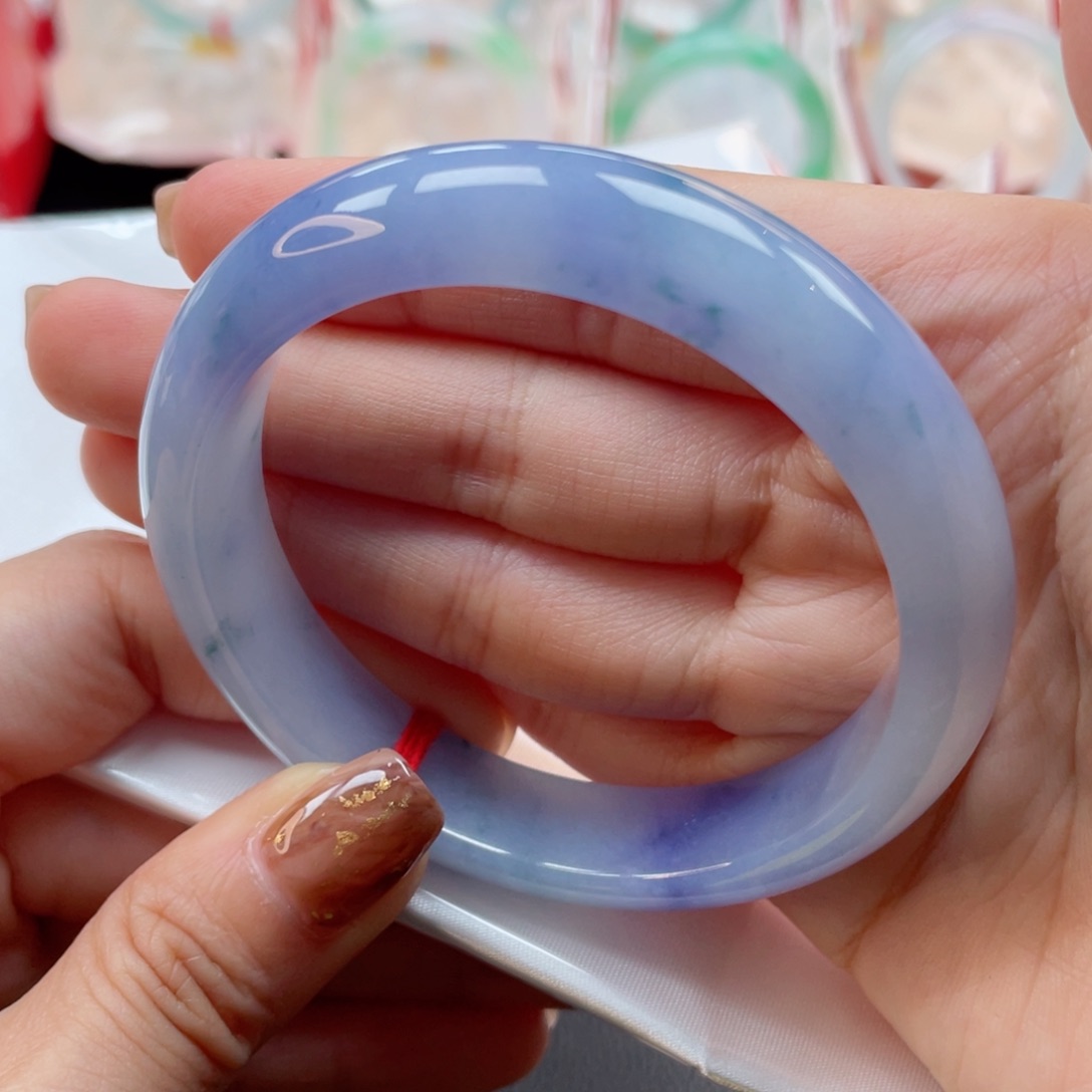 未镶嵌手镯翡翠57.8正圈 莫奈花园带雅致花色 15号