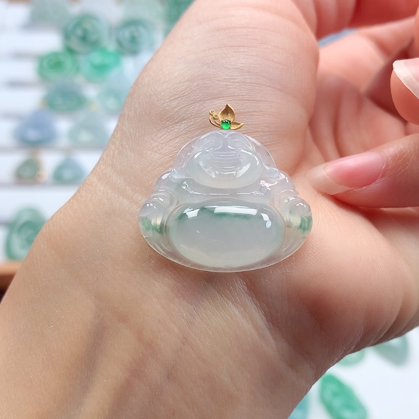 【闪购商品】翡翠吊坠(赠链)18K金镶嵌