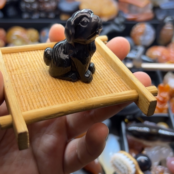 玛瑙/玉髓未镶嵌挂件摆件手玩件小狗