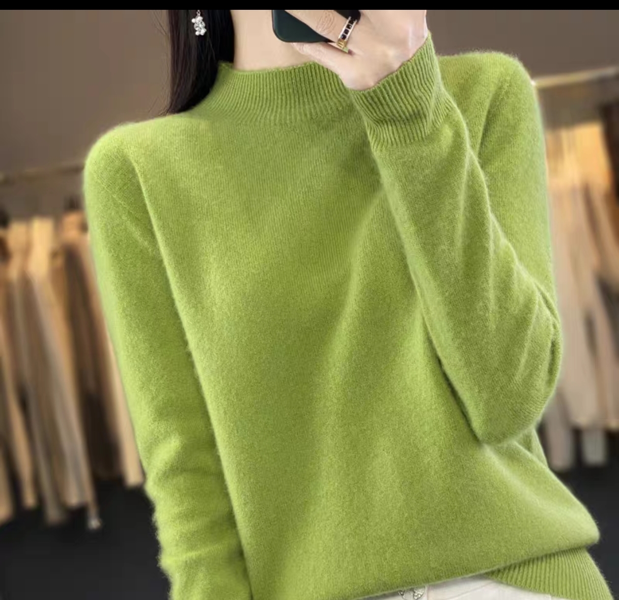 【商场同款品质】加厚半高领女羊毛衫羊毛打底衫宽松针织时尚