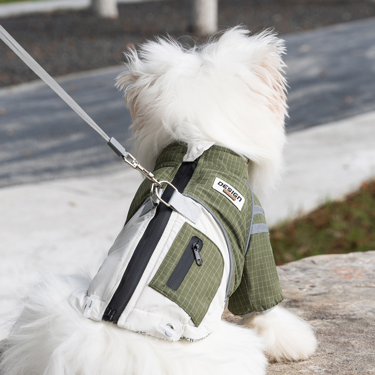 学院风狗狗衣服可牵引加绒加厚冲锋棉服中小型犬泰迪秋冬天保暖两