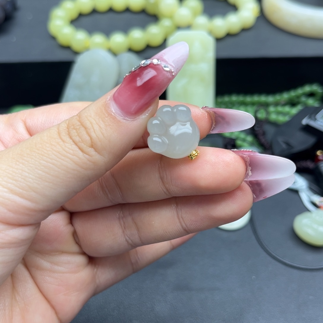 18K金镶嵌和田玉珠宝半成品