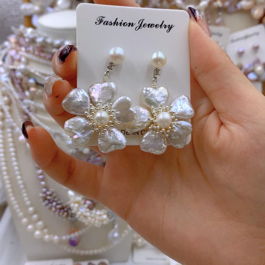 淡水珍珠耳饰银S925镶嵌