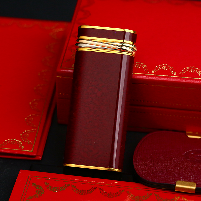 充气打火机红色七宝烧三色金短款圆柱男士点火时尚复古经典个性