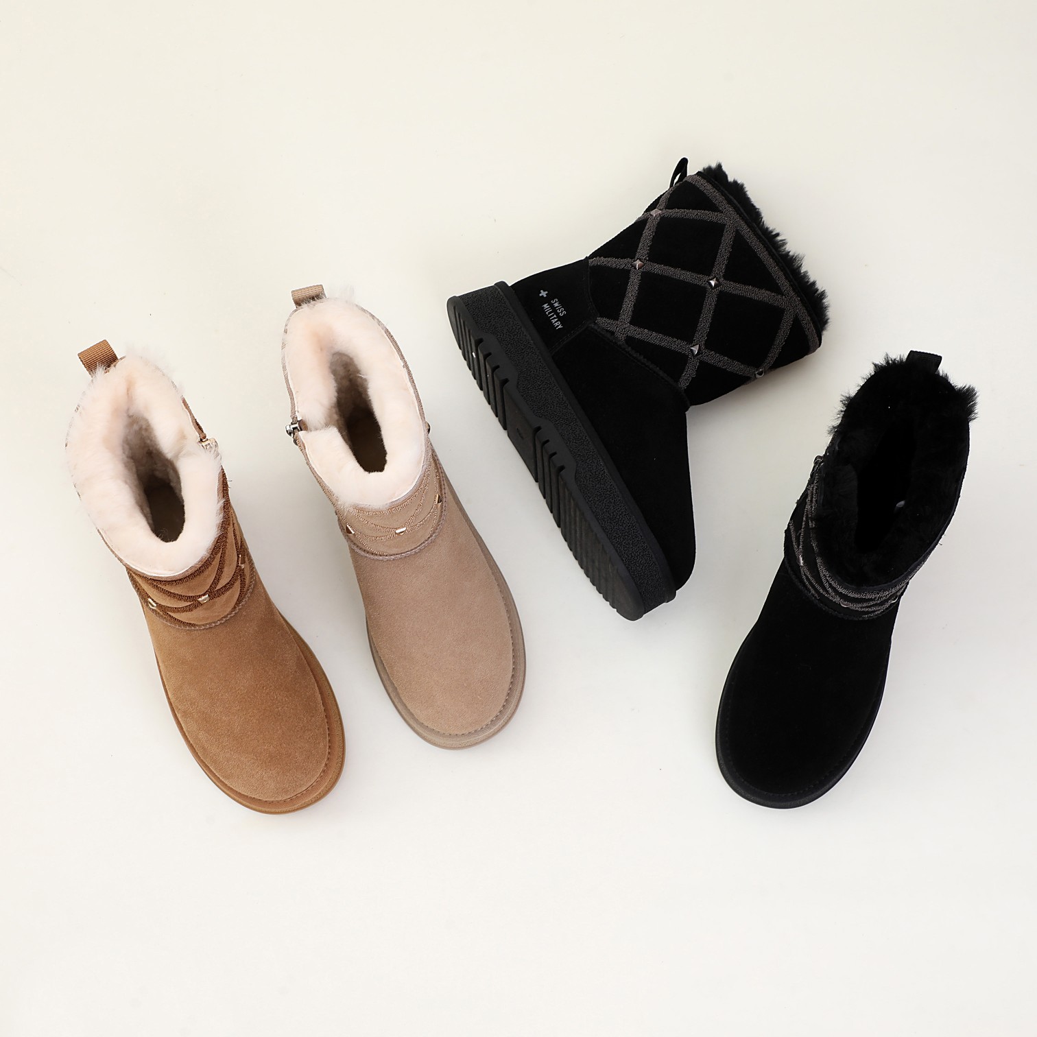 厚底增高防滑雪地鞋女2024年冬季加绒休闲百搭中筒雪地靴JD1102