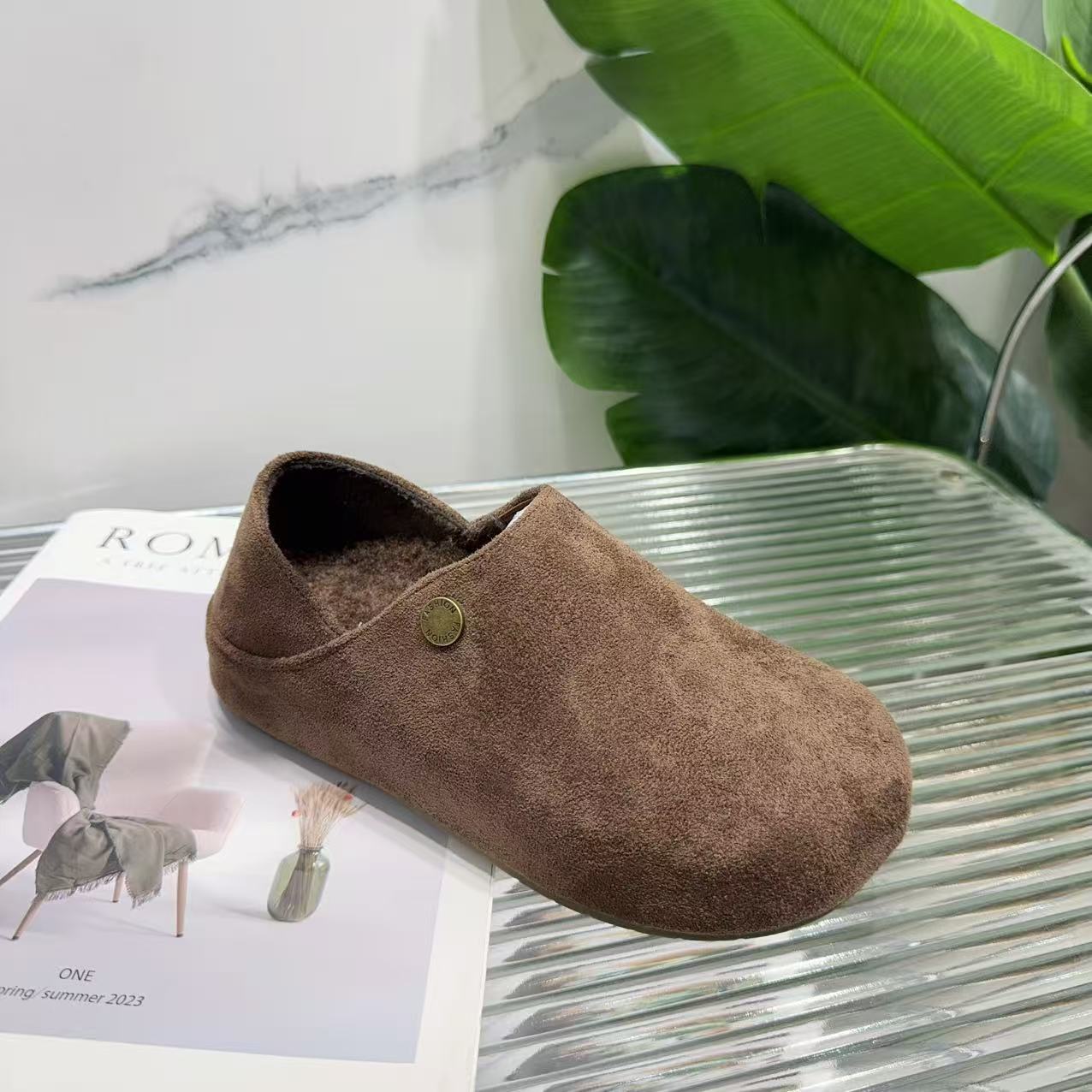 丑萌勃肯鞋女款秋季新款一脚蹬勃肯豆豆鞋D6222-23