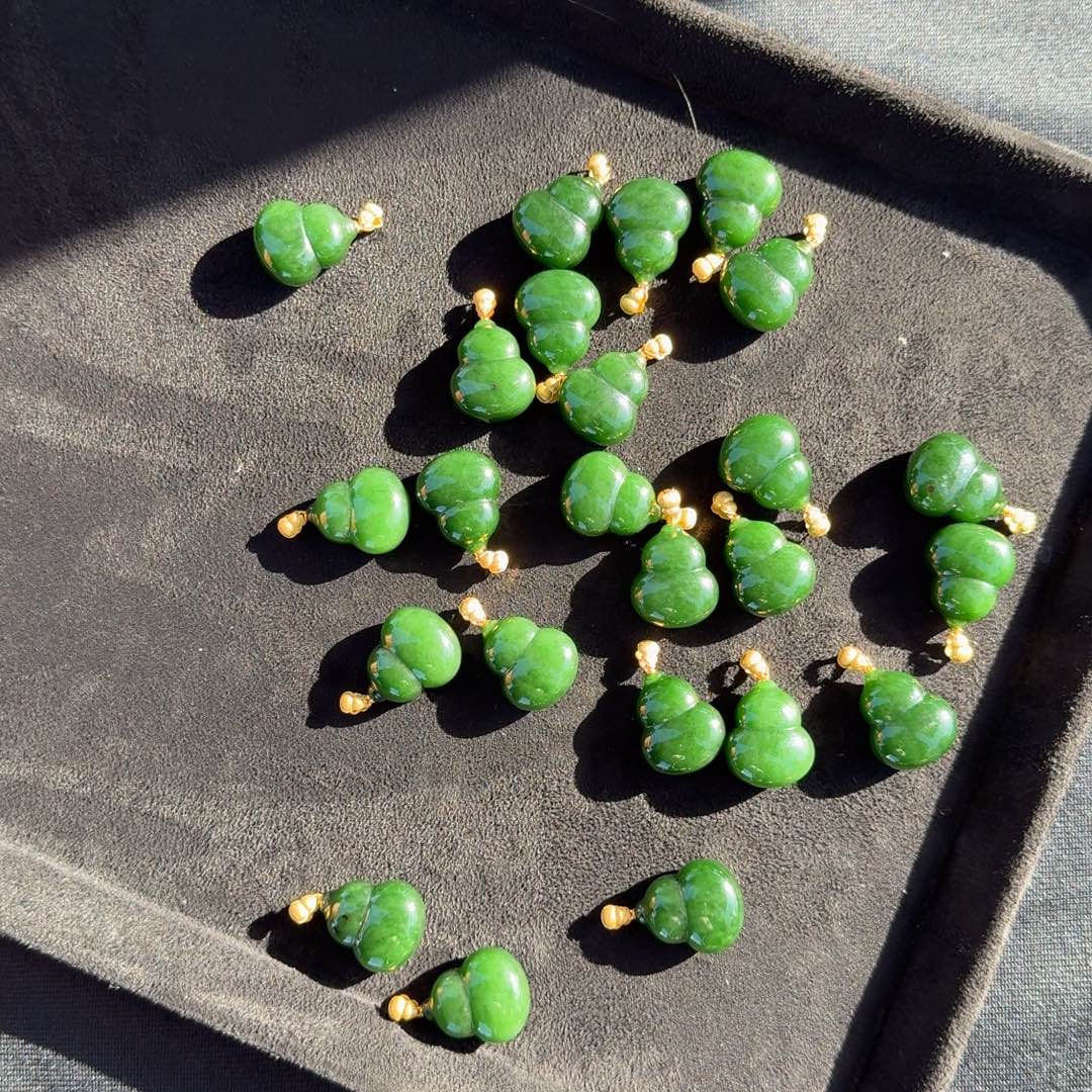 和田玉18K金镶嵌颈饰碧玉葫芦鑫宇多样性拍一发一