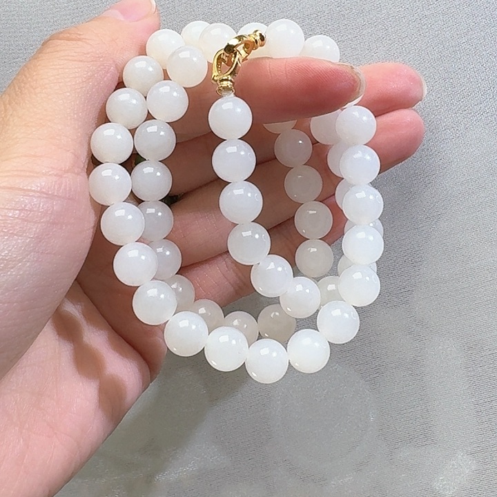 和田玉颈饰未镶嵌且末歌磊诗妈妈链8mm