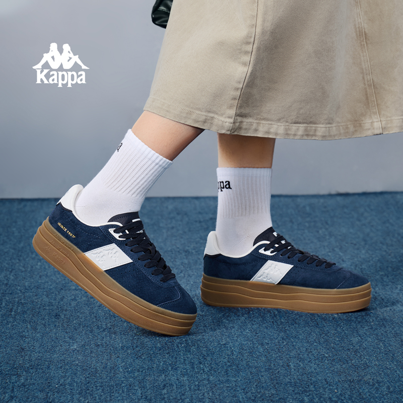 Kappa厚底板鞋女款2025新款鞋子女鞋百搭德训鞋秋季运动休闲鞋女