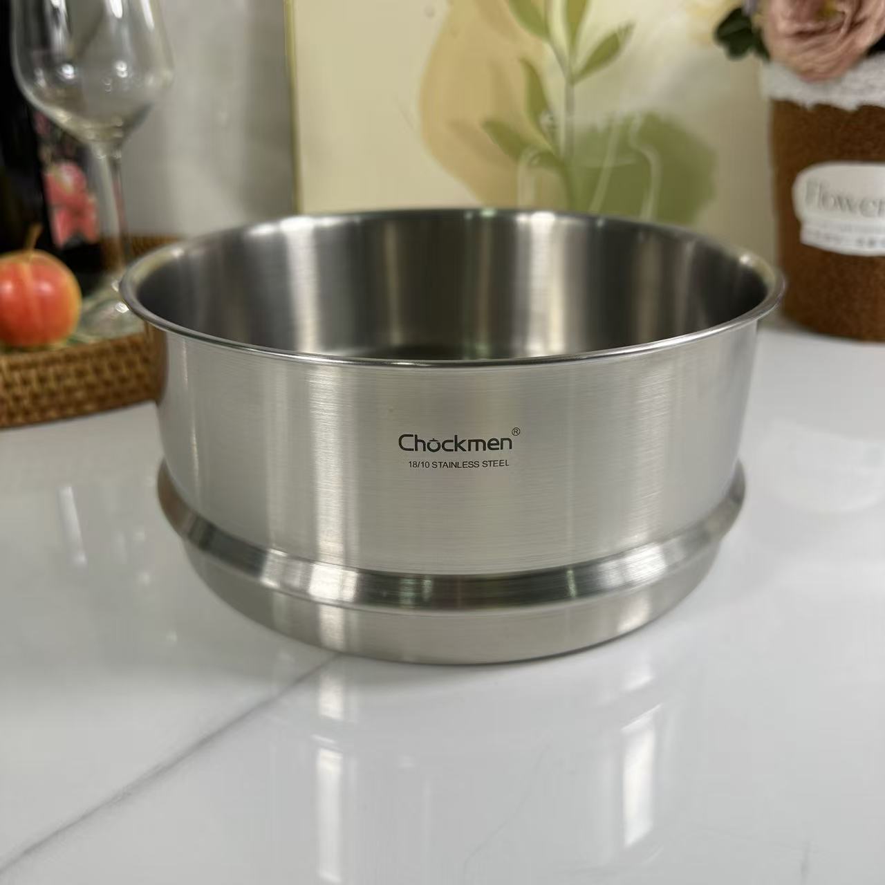 8-035  Chockmen不锈钢无耳蒸屉  口径20CM  高约9.5CM  哑面款