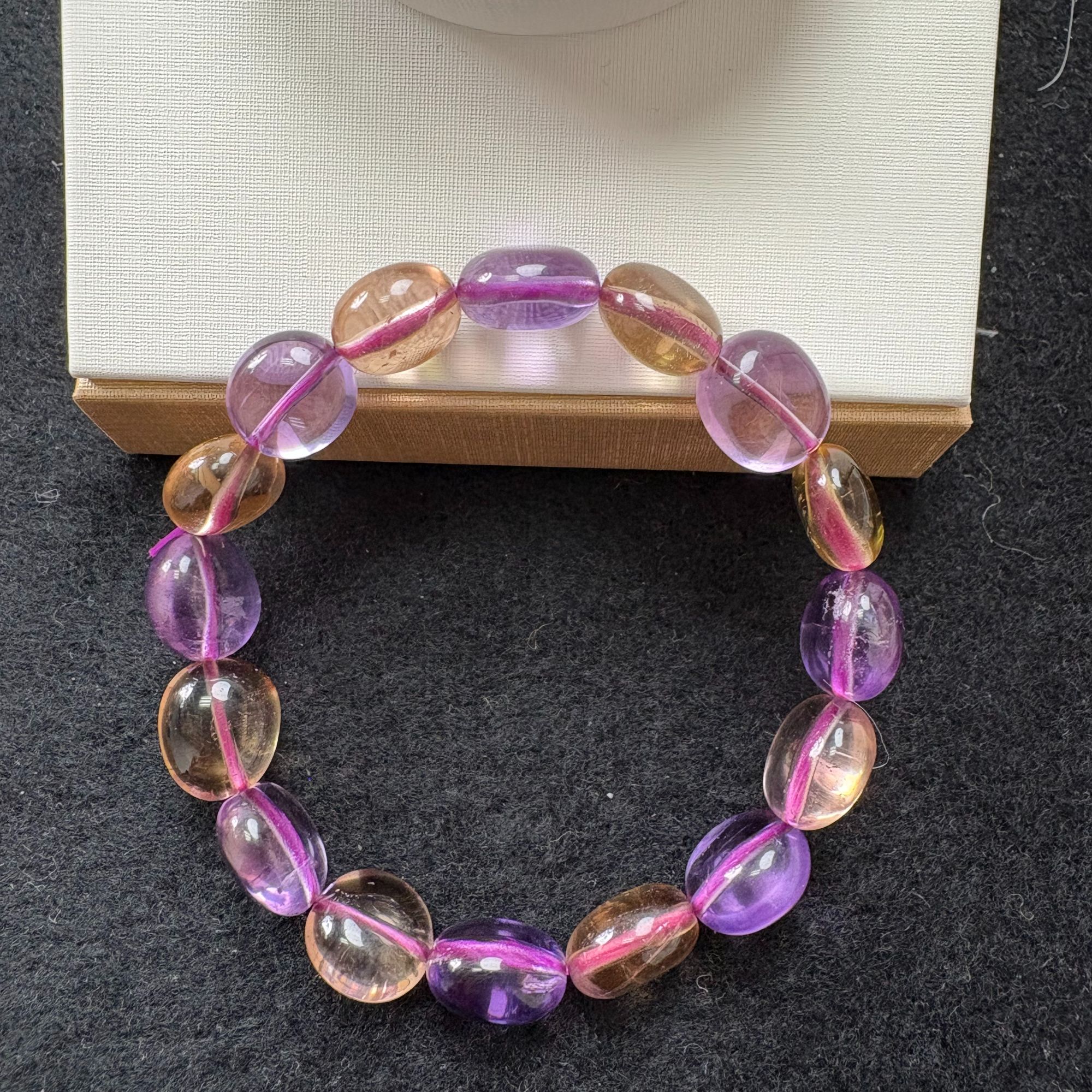 天然紫黄水晶手串8826